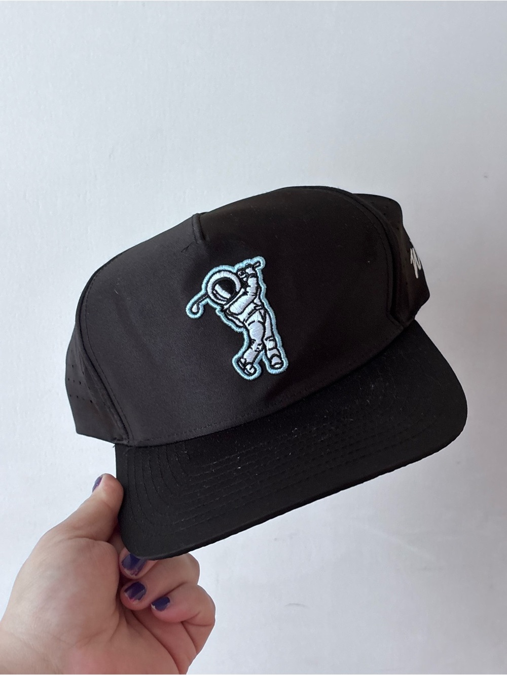 Waggle Golf Black Astronaut Embroidered Cap Mesh back for Men